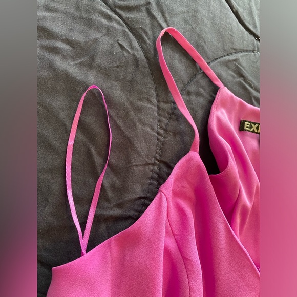 Express Bright Pink Mid-Thigh Flowy Dress - Picture 4 of 5